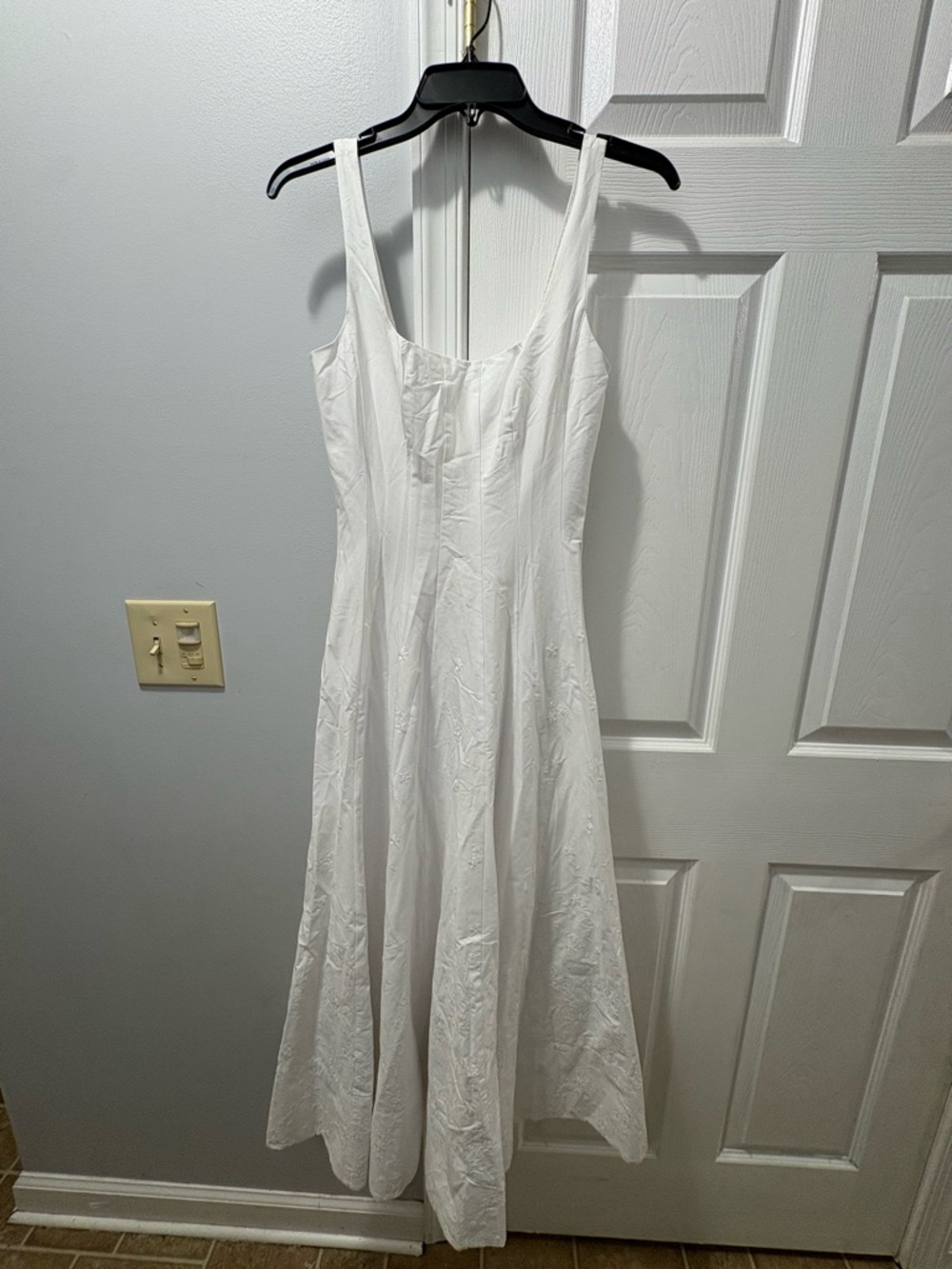 STAUD Wells Embroidered Cotton Midi Dress SAMPLE NWOT Size 0